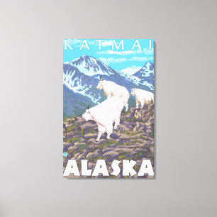 Gebirgsziegen-Szene - Katmai, Alaska Leinwanddruck