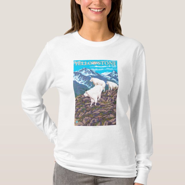 Gebirgsziegen-Szene - Yellowstone Nationalpark T-Shirt (Vorderseite)