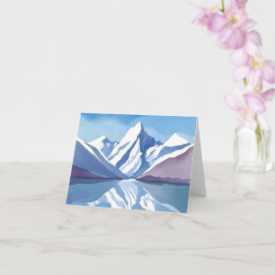 Gebirgszug Blaue Wasserfarbenlandschaft Karte
