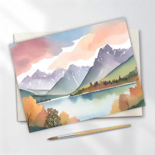Gebirgszug   Luftige Natur Aquarell Landschaft Postkarte