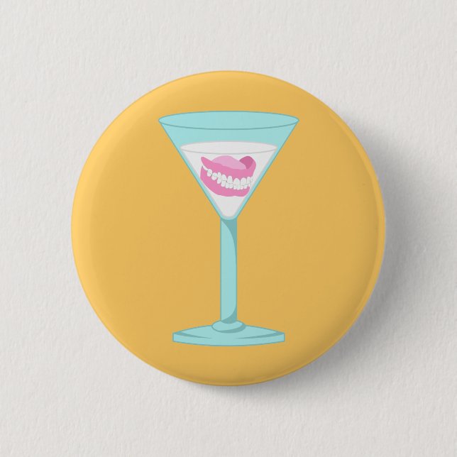 Gebiss-falsche Zähne Martini Button (Vorderseite)