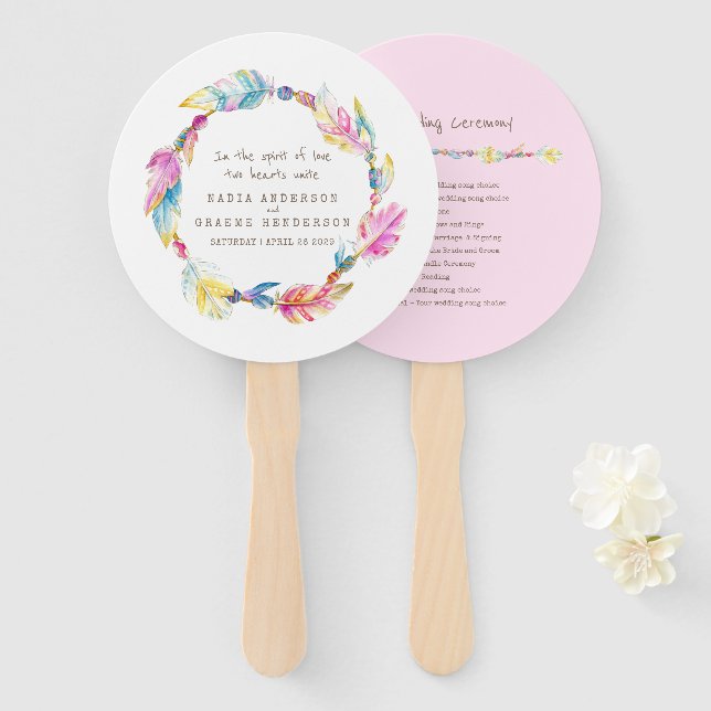 Gebläse für das Hochzeitsrosa Boho Federbeine und  Fächer (Vorne und Hinten)