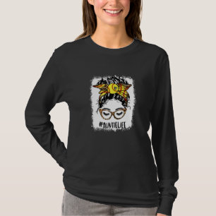 geblasene Softball Auntie Messy Bun Game Day Mutte T-Shirt