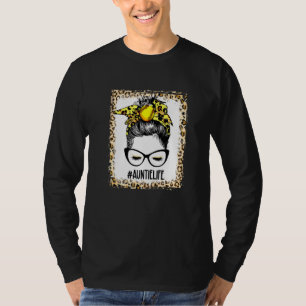 geblasene Softball Auntie Messy Bun Game Day Mutte T-Shirt
