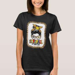 geblasene Softball Mama Leopard Messy Bun Player M T-Shirt
