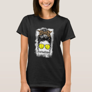 geblasene Softball Mama Life Leopard Messy Bun for T-Shirt