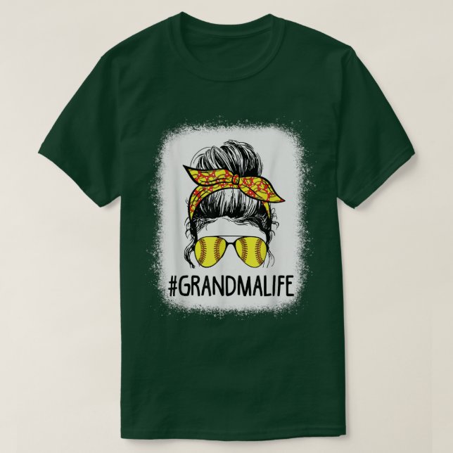 geblasene Softball Oma Life Messy Bun Mother  T-Shirt (Design vorne)