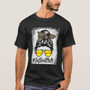 geblasenes Softball-Leben mit Leopard und Messy Bu T-Shirt