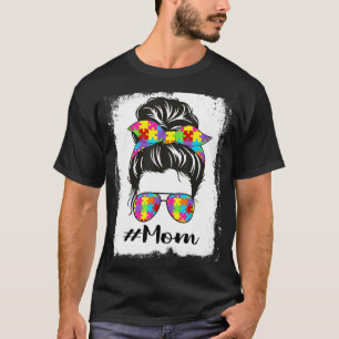 Gebleicht Autism Mom Unordentlicher Knoten Autism  T-Shirt