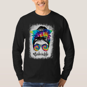 gebleicht Babcia Life Messy Hair Bun Gefärbte Kraw T-Shirt