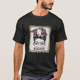 Gebleicht Baseball Gigi Messy Bun Game Day Mütter T-Shirt
