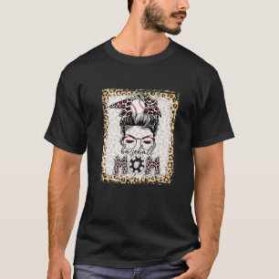 gebleicht Baseball Mama Messy Bun Game Day Mütter T-Shirt