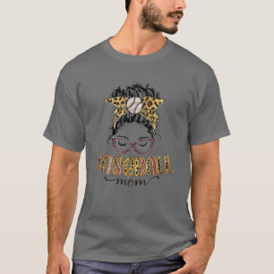 gebleicht Baseball Mama Messy Bun Softball Mama Mo T-Shirt