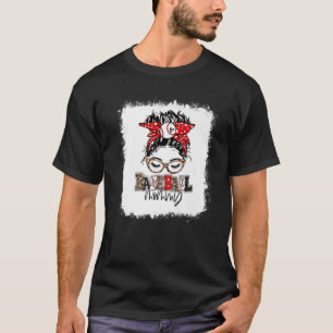 gebleicht Baseball Mommy Leopard Messy Bun Funny M T-Shirt