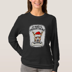 gebleicht Corgi Weihnachtsmannmütze Reindeer Light T-Shirt