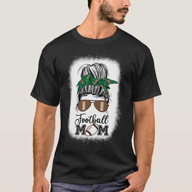 gebleicht Frauen Mama Leben Fußball Messy Bun Bask T-Shirt (Vorderseite)