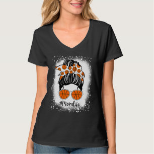 gebleicht Frauen Mama Leben Messy Bun Basketball H T-Shirt