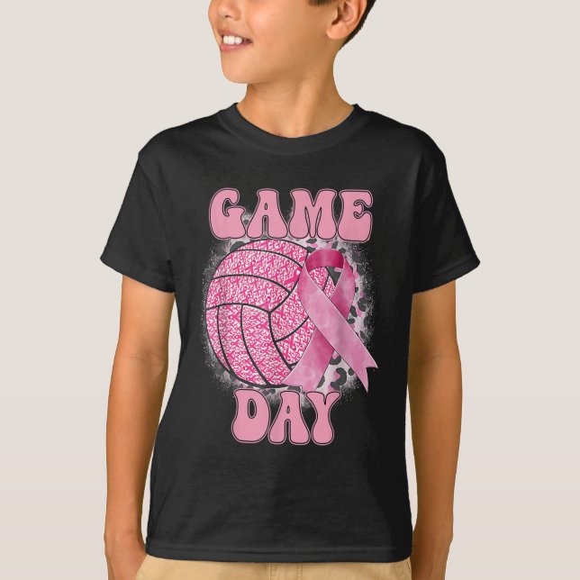 Gebleicht Game Day Brustkrebs Bewusstsein Pink Vol T-Shirt (Vorderseite)