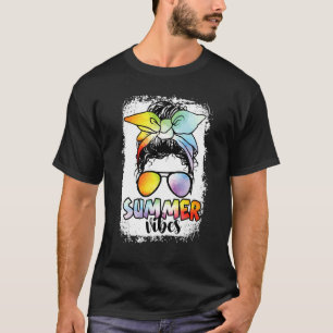 gebleicht Gefärbte Krawatte Summer Vibes Messy Bun T-Shirt