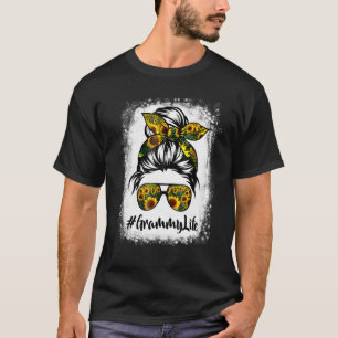 gebleicht Grammy Life Messy Haare Bun Sonnenblume T-Shirt