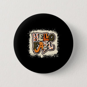 Gebleicht Hallo Herbst Herbst Vibes Retro Groovy Button