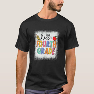 Gebleicht Hallo Vierte Klasse Lehrer Schüler Rücke T-Shirt