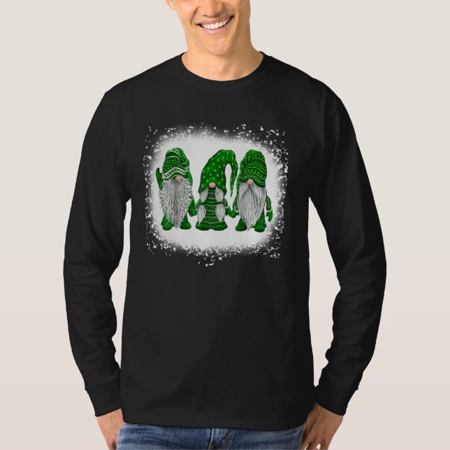 Gebleicht Happy St Patrick's Day Three Gnomes Sham T-Shirt (Vorderseite)