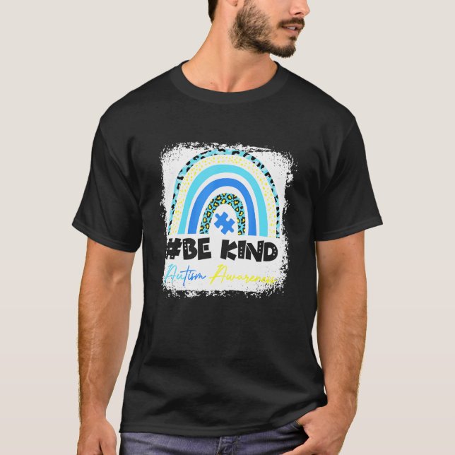 Gebleicht Leopard Regenbogen Autismus-Bewusstsein  T-Shirt (Vorderseite)