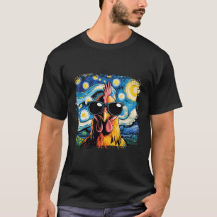 Gebleicht lustiges Huhn Sternennacht Van Gogh Chic T-Shirt