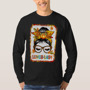 gebleicht Messy Bun Lunch Lady Dankbarkeit Gratefu T-Shirt