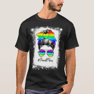 gebleicht Messy Bun Proud Mama LGBT Gay Pride Supp T-Shirt