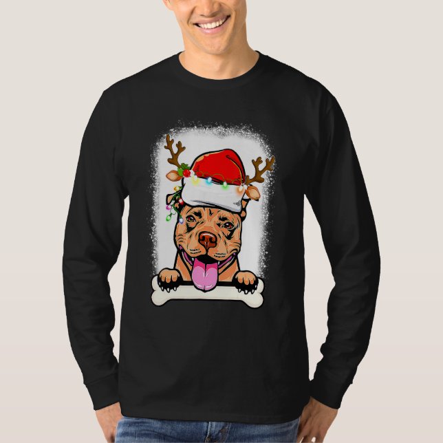 gebleicht Pitbull Weihnachtsweih Weihnachtsweih Re T-Shirt (Vorderseite)