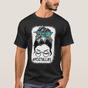 Gebleicht Postleben Mama Leopard Messy Bun Mütter T-Shirt