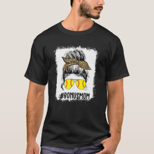 gebleicht Softball Bonus Mama Life Leopard Messy B T-Shirt