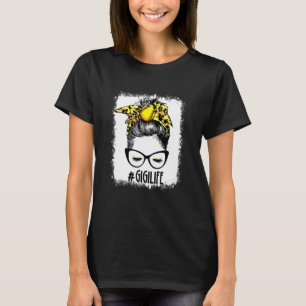 gebleicht Softball Gigi Messy Bun Game Day Mütter T-Shirt
