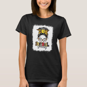 gebleicht Softball Grammy Leopard Messy Bun Mütter T-Shirt
