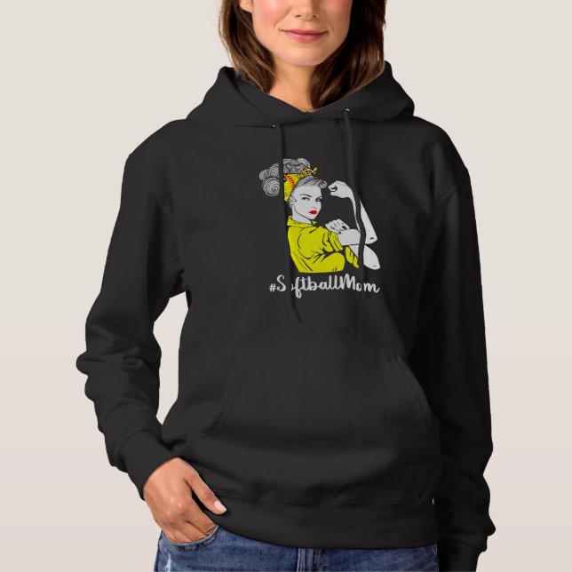 gebleicht Softball Mama Leben mit Leopard und Mess Hoodie (Vorderseite)