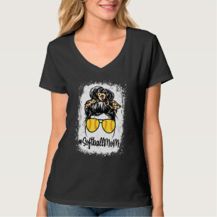 gebleicht Softball Mama Leben mit Leopard und Mess T-Shirt