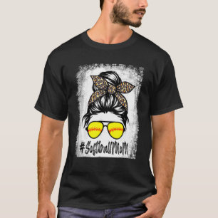 gebleicht Softball Mama Leben mit Leopard und Mess T-Shirt