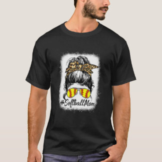 gebleicht Softball Mama Leben mit Leopard und Mess T-Shirt