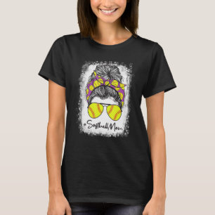 gebleicht Softball Mama Leben mit Leopard und Mess T-Shirt