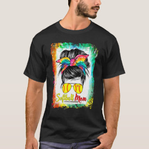 gebleicht Softball Mama Leben mit Leopard und Mess T-Shirt