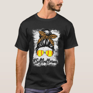 gebleicht Softball Mama Leben mit Leopard und Mess T-Shirt