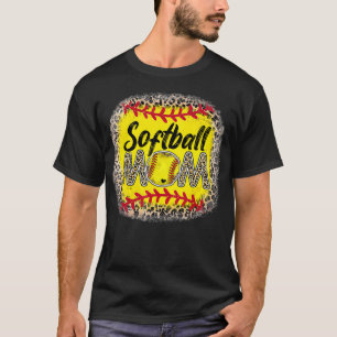 gebleicht Softball Mama Leopard Baseball Mama Mütt T-Shirt
