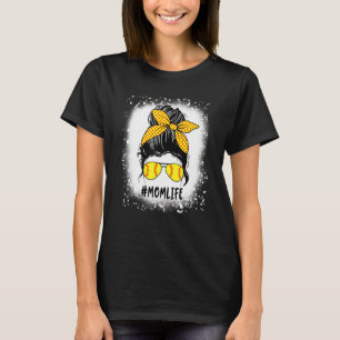 gebleicht Softball Mama Life Messy Bun Mother Day T-Shirt