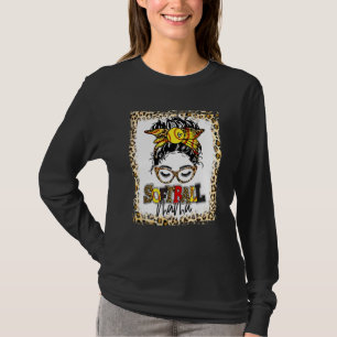 gebleicht Softball Mama Messy Bun Game Day Mütter T-Shirt