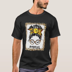 gebleicht Softball Mama Messy Bun Game Day Mütter T-Shirt