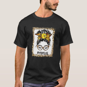 gebleicht Softball Mama Messy Bun Game Day Mütter T-Shirt