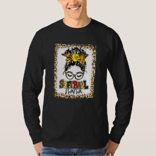 gebleicht Softball Mama Messy Bun Game Day Mütter T-Shirt