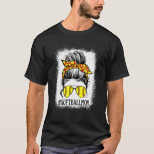 gebleicht Softball Mama Messy Bun Softball Mama Mo T-Shirt